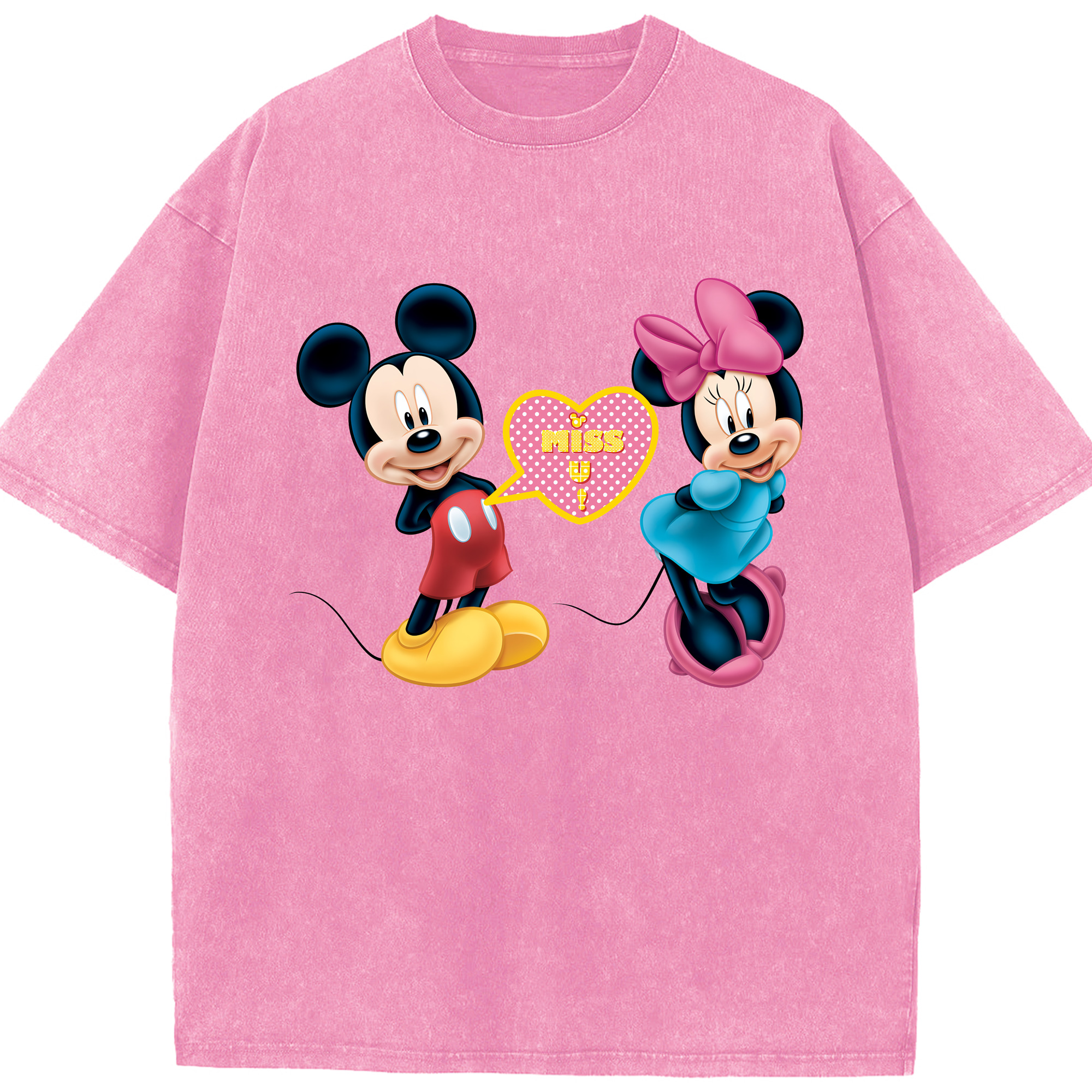 （画像用） ミッキーマウス Mickey Mouse 綿100% ヴィンテージ風 半袖Tシャツ（フロントプリント）